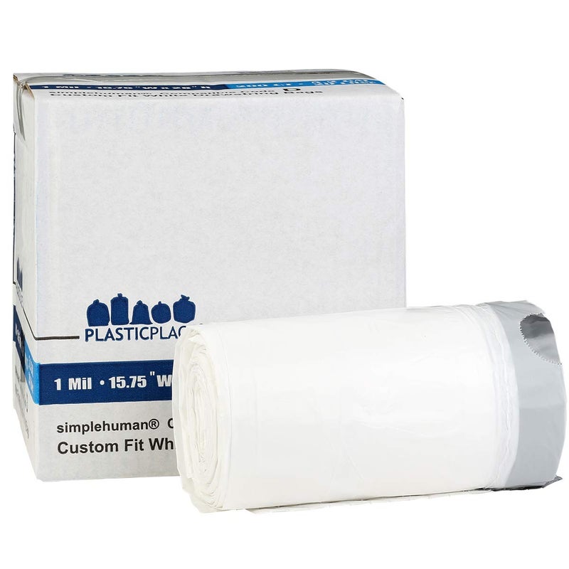 Plasticplace Trash Bags, Compatible with simplehuman Code D (200 Count) White Drawstring Garbage Liners 5.3 Gallon / 20 Liter, 15.75" x 28" - Image 4